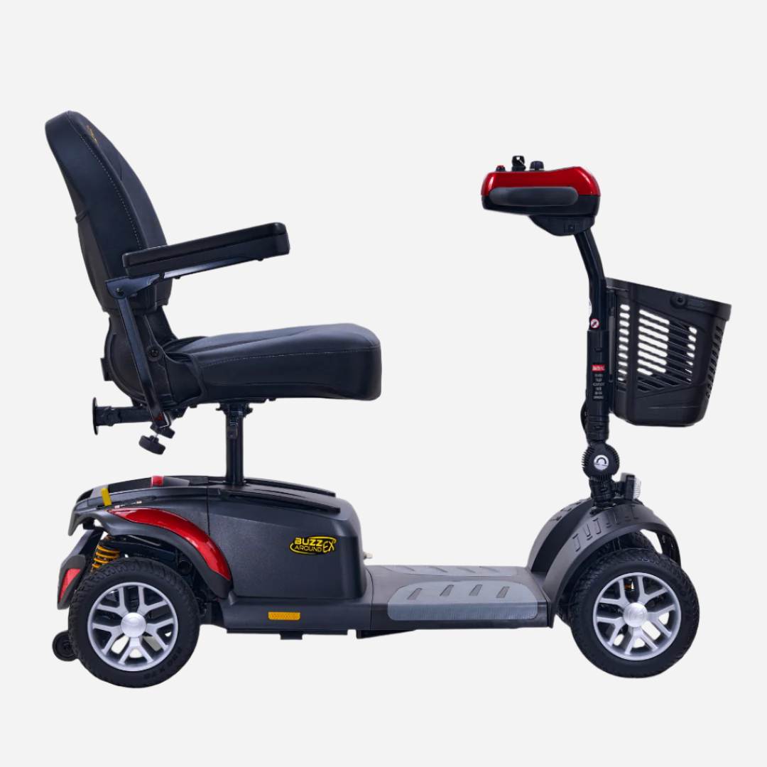 The Buzzaround EX 4-Wheel features the portability and easy disassembly of a lightweight scooter with the amazing benefits of a full-size scooter.