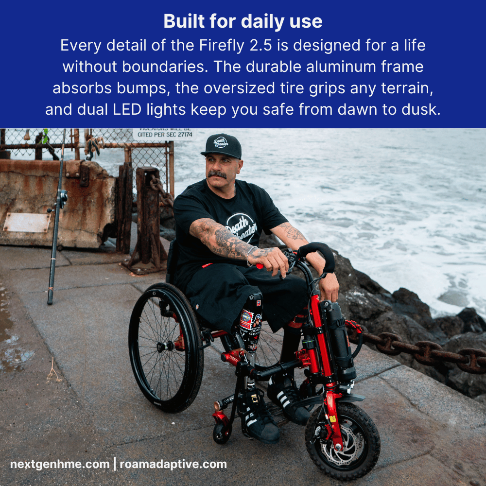 Firefly 2.5 Wheelchair Power Assist with multiple speeds, long range battery & digital display - NextGen HME