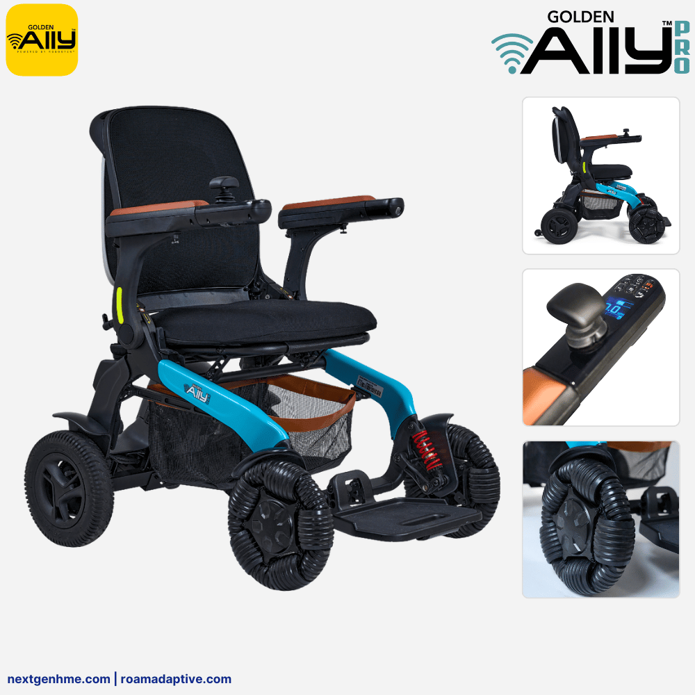 Golden Tech Ally Pro Premium Power Wheelchair with Omni Wheels, Bag, and Airline Friendly Battery - NextGen HME