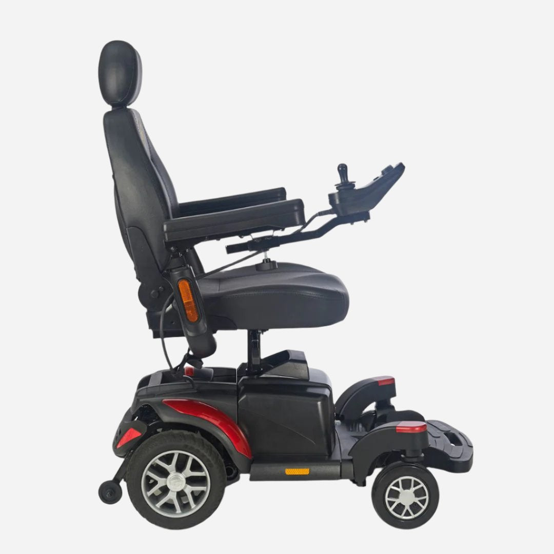 Enjoy full-time luxury on the go in the new BuzzAbout! Perfect for travel, the BuzzAbout power wheelchair is in a class all its own in our popular BuzzAround series of mobility products. The BuzzAbout has a stylish captain’s seat with contoured support and higher back for longer seating tolerance and comfort. 