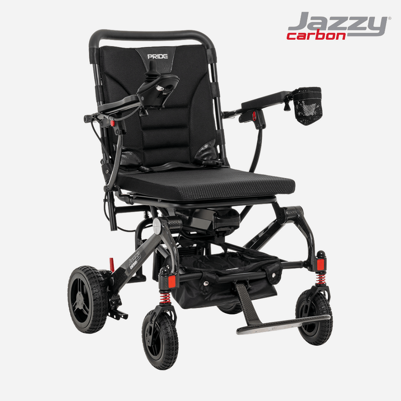 Pride Jazzy Carbon Portable Power Wheelchair, Ultralight, folding design - NextGen HME