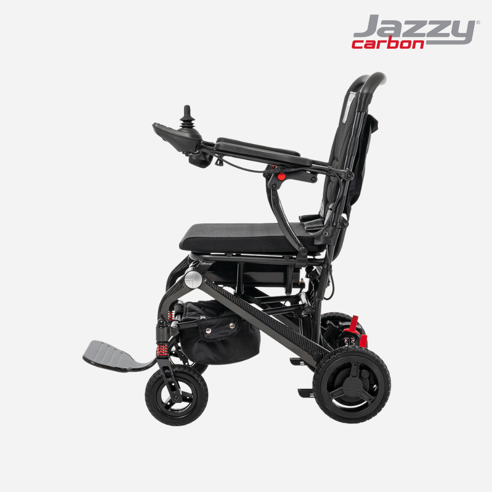 Pride Jazzy Carbon Portable Power Wheelchair, Ultralight, folding design - NextGen HME