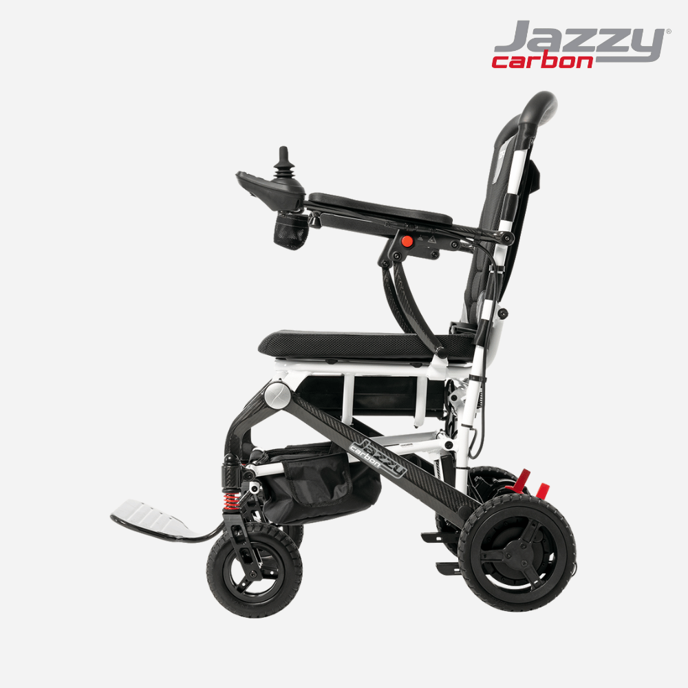 Pride Jazzy Carbon Portable Power Wheelchair, Ultralight, folding design - NextGen HME