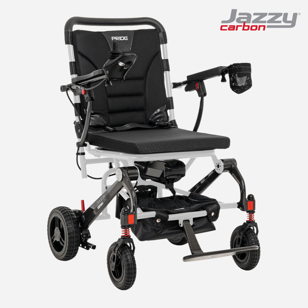 Pride Jazzy Carbon Portable Power Wheelchair, Ultralight, folding design - NextGen HME