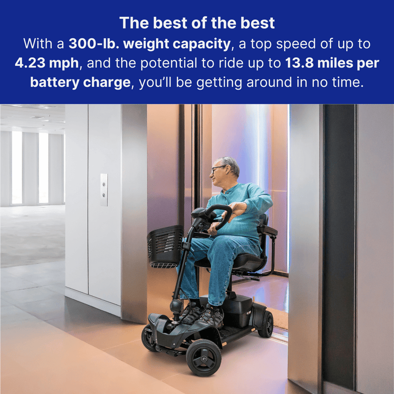 NEW Pride GoGo Elite Traveller 2 Platinum Portable Power Scooter, Ultralight & Easy to Transport - NextGen HME