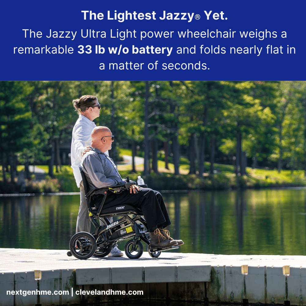 Pride Mobility Jazzy Ultralight Portable Power Wheelchair with cup holder - NextGen HME
