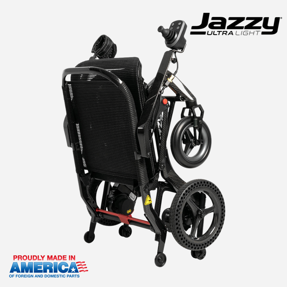 Pride Mobility Jazzy Ultralight Portable Power Wheelchair with cup holder - NextGen HME