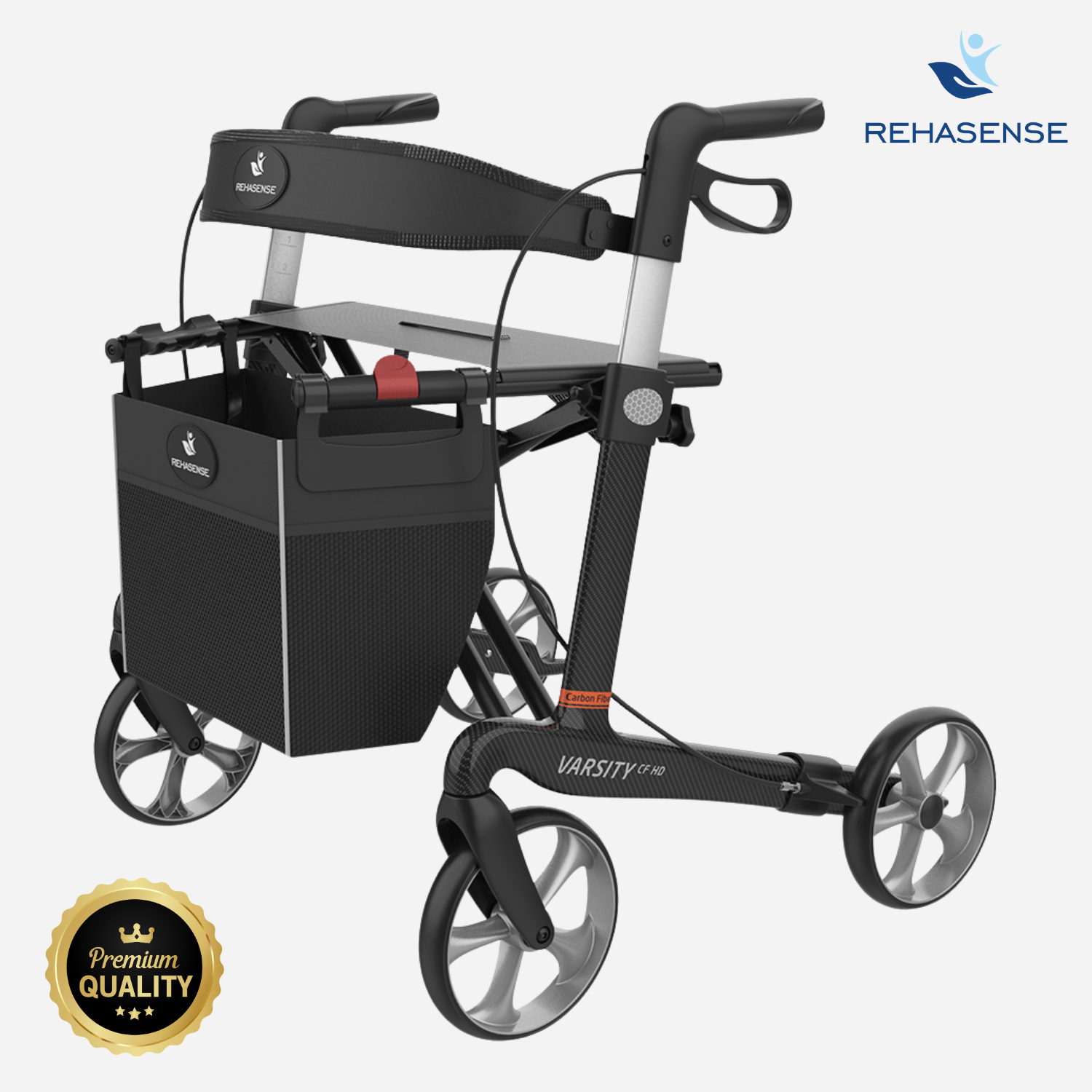 Rehasense Varsity Carbon Fiber Heavy Duty Premium Rollator