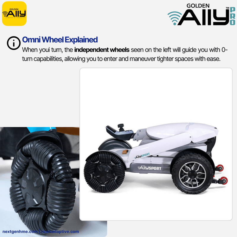 NEW! Golden Ally Sport Folding, Smart, Bluetooth Power Wheelchair with Bluetooth Self Driving - NextGen HME