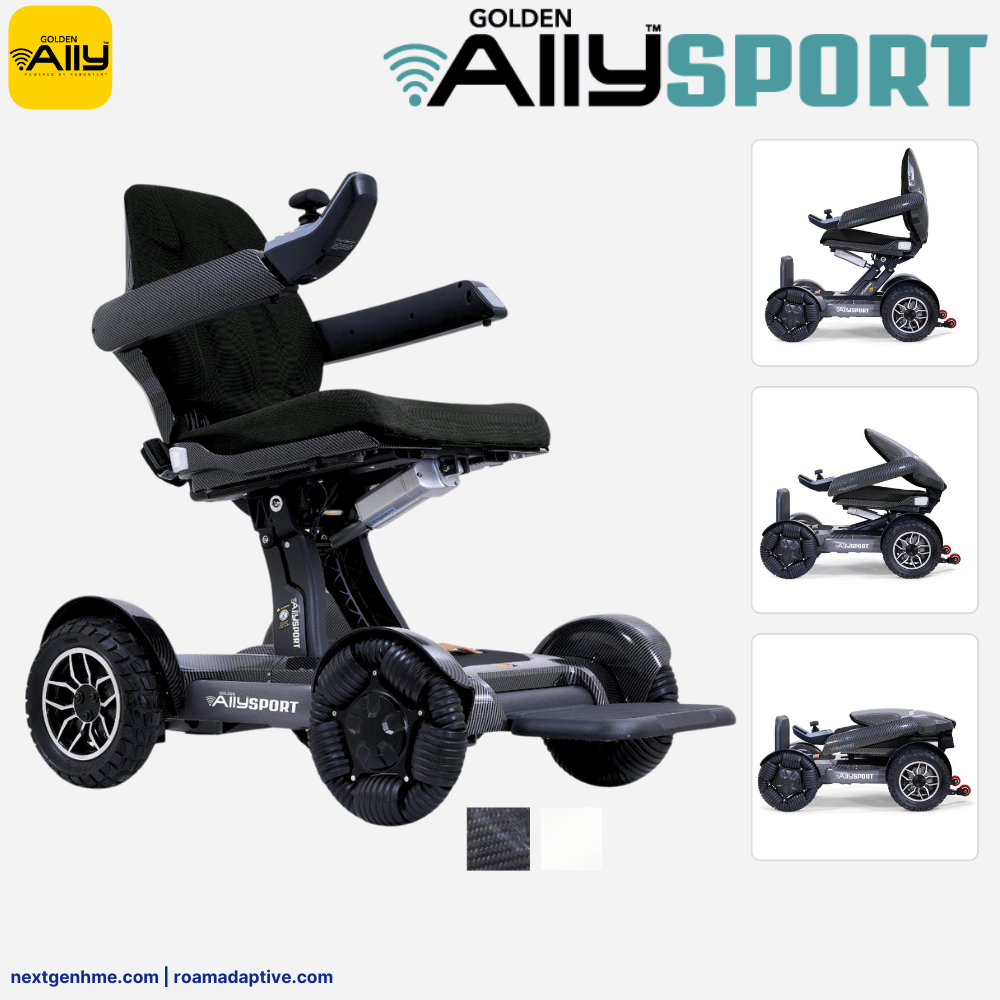 NEW! Golden Ally Sport Folding, Smart, Bluetooth Power Wheelchair with Bluetooth Self Driving - NextGen HME