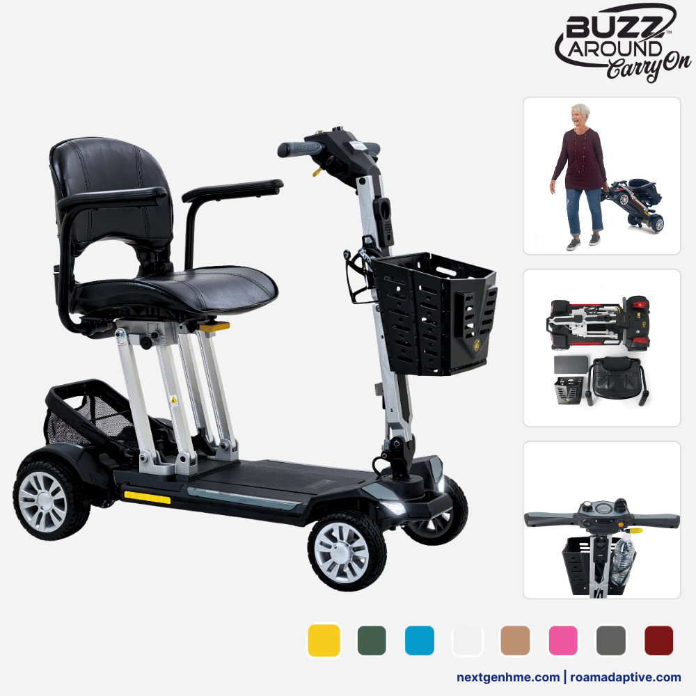 Golden Tech Buzzaround CarryOn Folding Portable Power Scooter, Cruise & Air Travel Friendly - NextGen HME