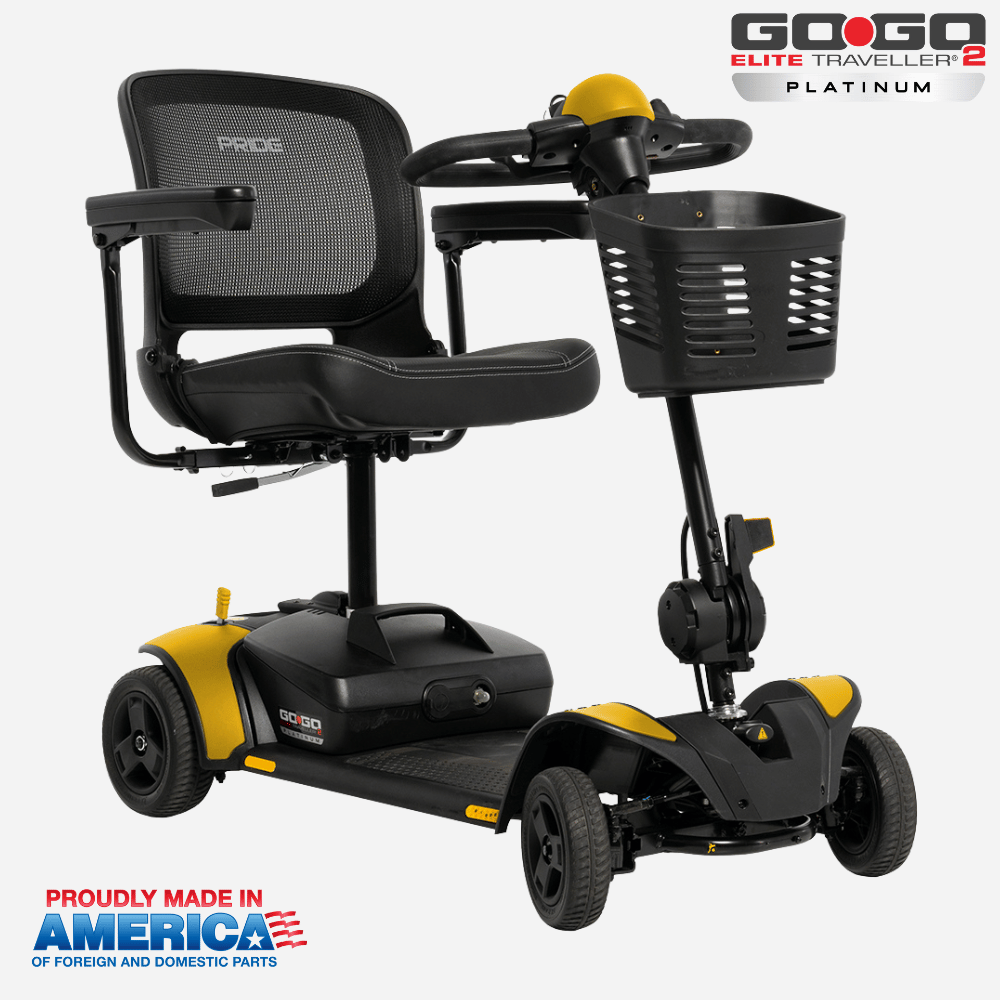 NEW Pride GoGo Elite Traveller 2 Platinum Portable Power Scooter, Ultralight & Easy to Transport - NextGen HME
