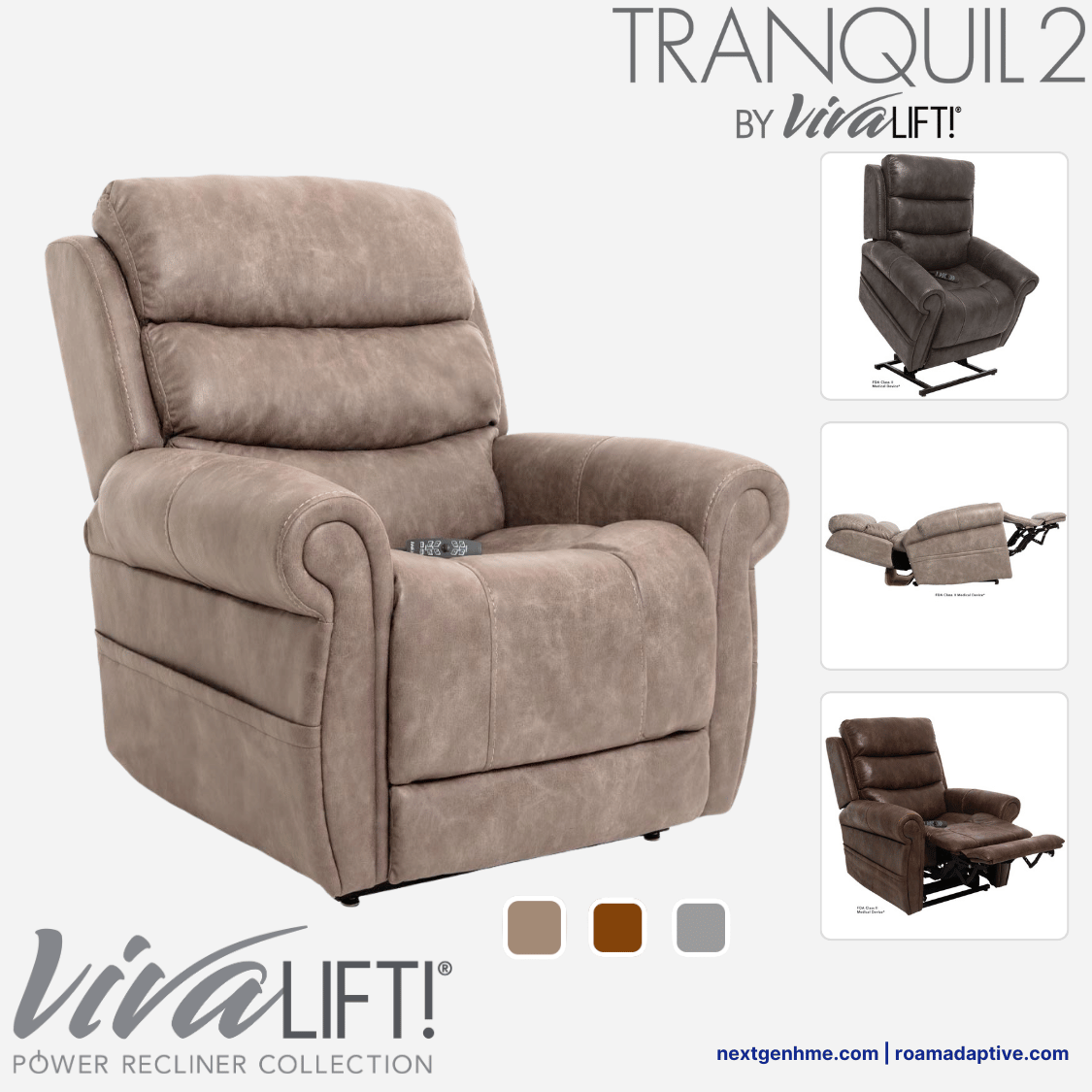 Pride Mobility VivaLift Tranquil 2 Lift Chair Recliner, ultra comfortable with full recline